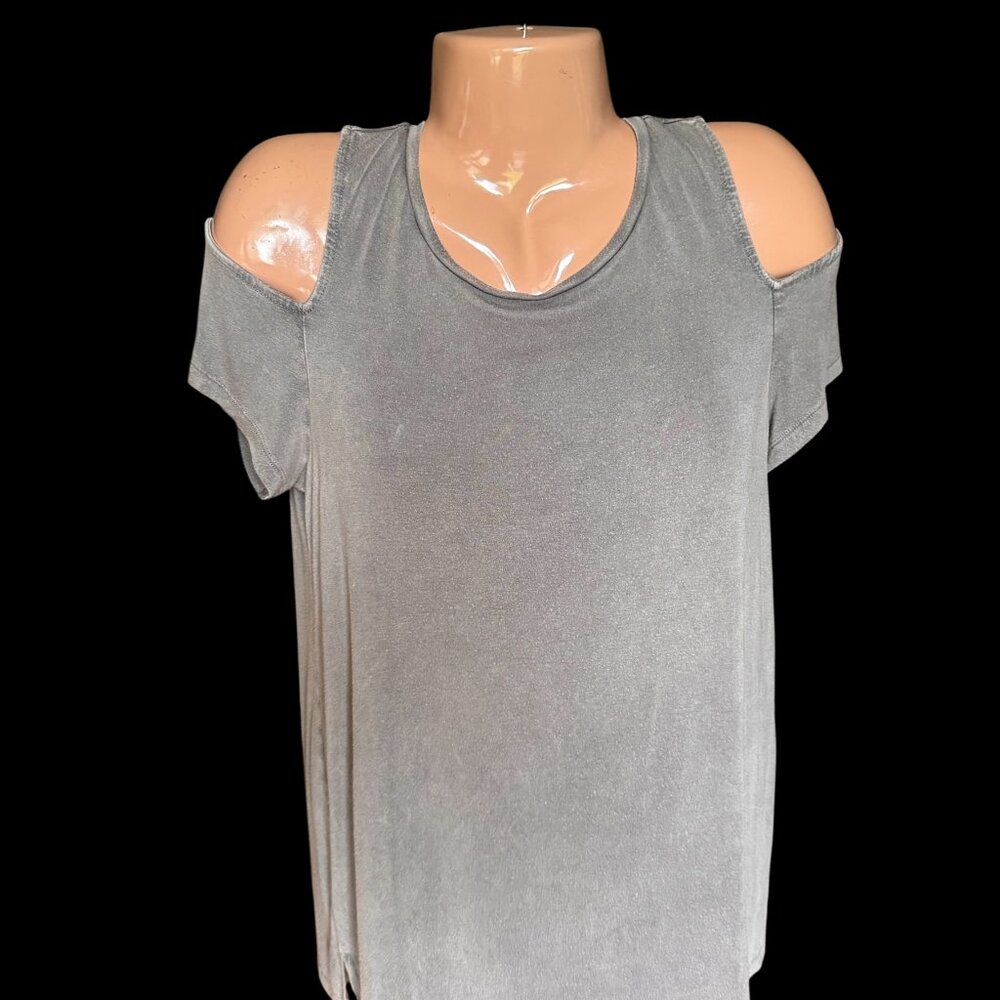 American Eagle AEO Soft & Sexy Cold Shoulder T Blouse gray grey M
